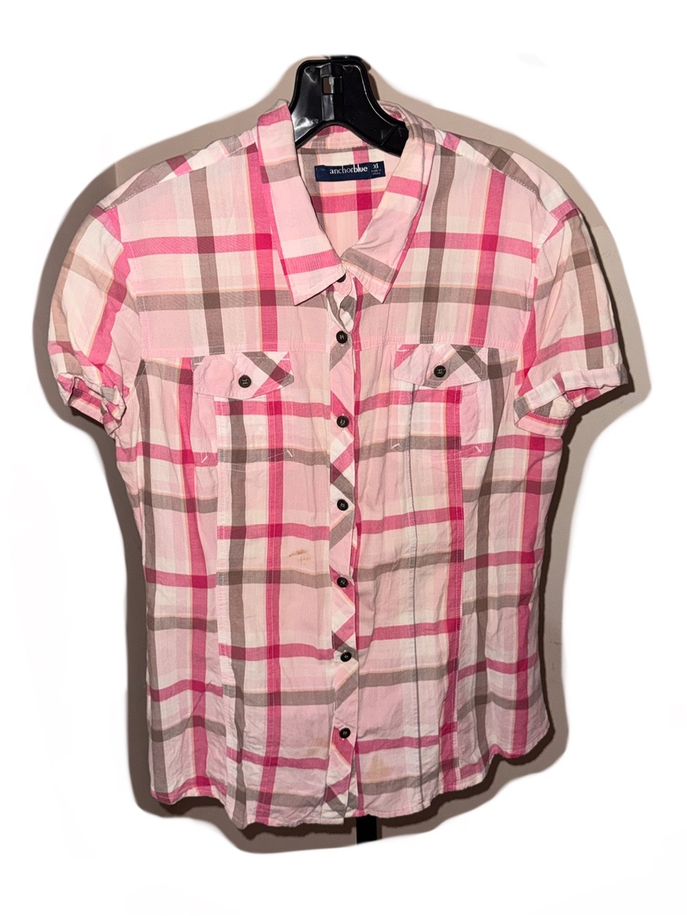 Y2k Pink Plaid Short Sleeve Button Shirt